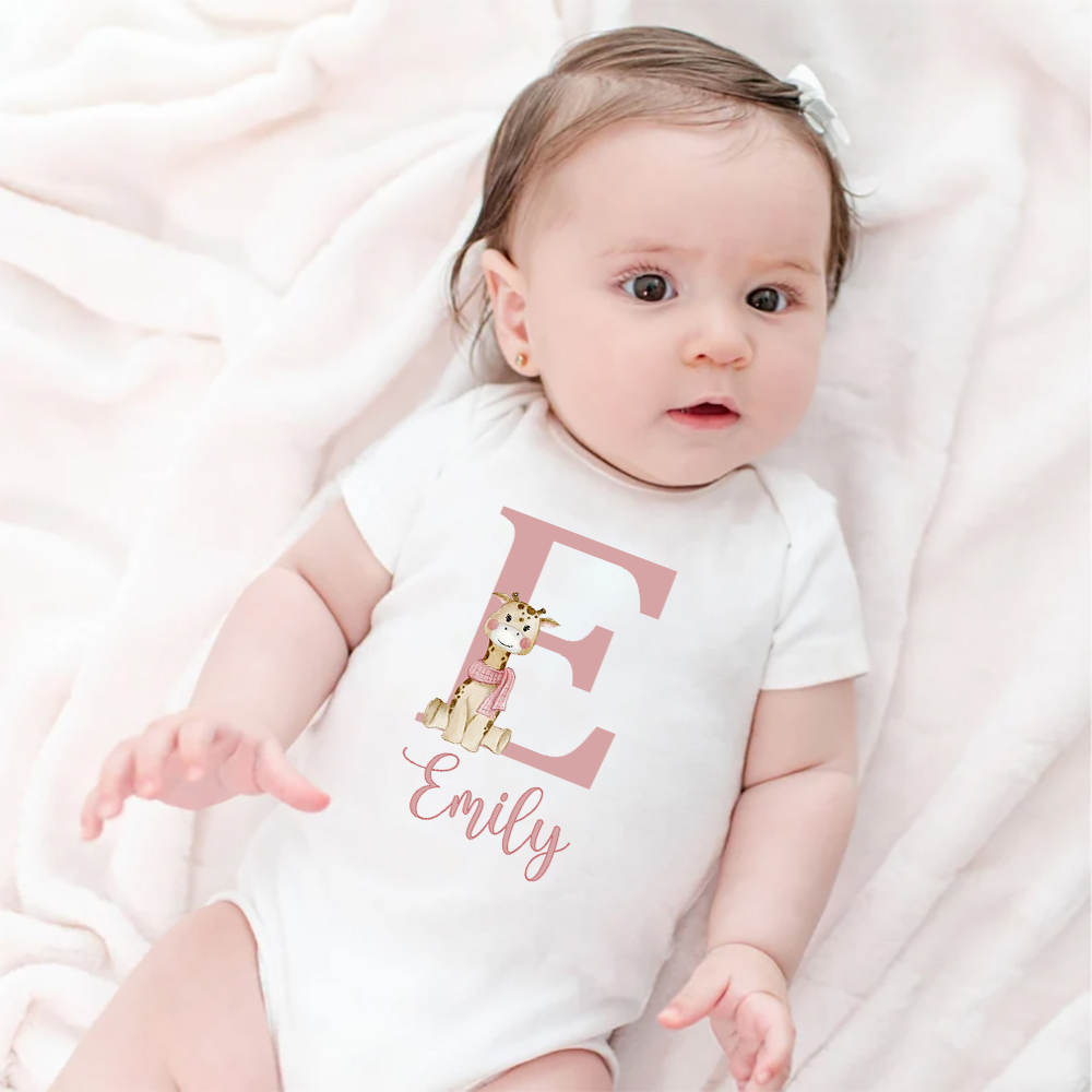 Baby Clothing Names - Personalized Baby Bodysuit Initial with Name