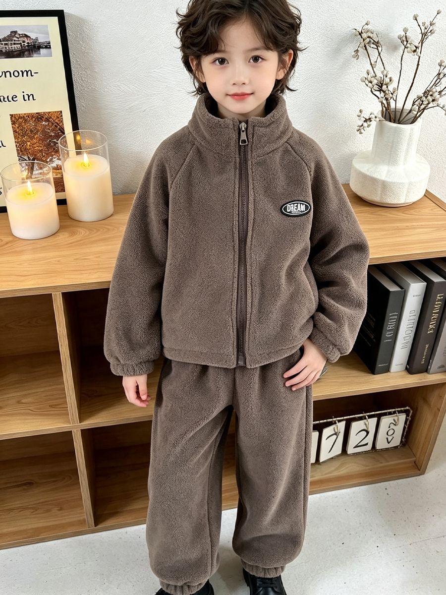 Baby Clothing Zip - 2026 Autumn Winter Lamb Fleece Sets